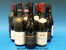 Twelve bottles of Red wine to include Louis Jadot Bourgogne Pinot Noir 1997,