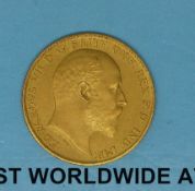 A 1902 matt proof gold half sovereign