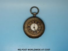 London hallmarked half hunter silver cased pocket watch with continental keywind movement