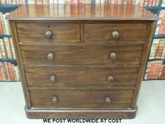 A 19thC mahogany chest of two over three drawers (H100 x W103 x D53cm)