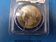 A proof PCGS MS63 1880 Morgan dollar slabbed