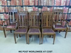 A set of eight Art Nouveau oak chairs (six plus two)