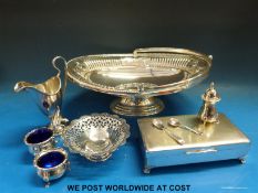 A swing handle silver plated basket,