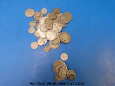 Approximately 72g of pre 1920 English silver coins together with 366g of pre 1947 silver coinage,