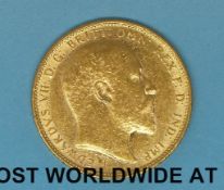 A 1907 Melbourne mint gold full sovereign VF/EF