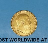 A 1906 gold half sovereign