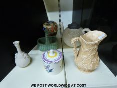 A selection of collectables including a Newhall teapot, a Poole preserve jar,