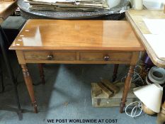 A mahogany side or hall table with two drawers,
