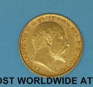 A 1905 gold half sovereign