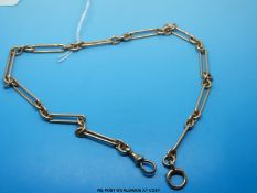 A 9ct gold Albert made up of unusual oval links (30g)