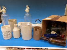 A collection of bottle,