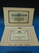 A small collection of United States loan and share certificates including New York State 1911