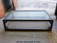 A Superdry glass and metal counter top shopfitting display cabinet (H15 x W60 x D46cm)