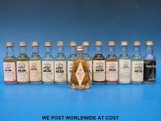 Fourteen miniature bottles of single malt whisky,