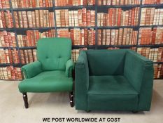 A green armchair and one other.