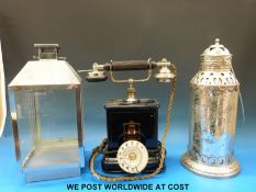 A collection of items including two lanterns, a bespoke chandelier,