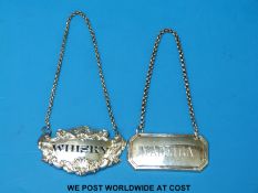 A probably Georgian silver Madeira bottle label unmarked,