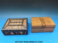 An Art Deco satinwood box (width 20cm) and a porcupine box
