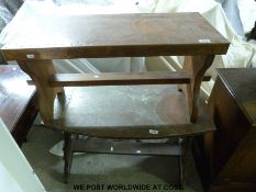 Two retro copper topped coffee tables and one other (tallest 63cm)