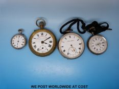 H Samuel continental silver cased gentleman's pocket watch together with a 'Railway Timekeeper' in