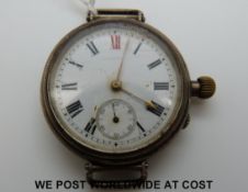 A silver cased transitionary gentleman's wrist watch c1910