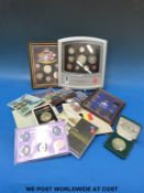 A collection of English and foreign proof sets and a 2000 deluxe proof collection