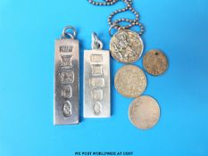 Two hallmarked silver ingots,