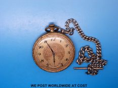 Cortebert gentleman's gold plated keyless c1920 pocket watch on silver Albert