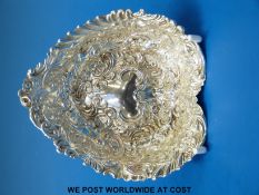 A hallmarked silver heart-shaped embossed dish (32g,