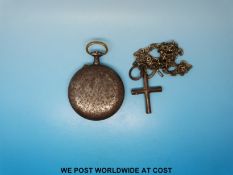 A Bonheur steel-cased pocket watch with visible balance,