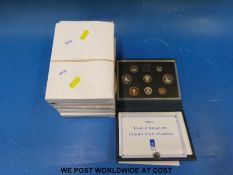 Five deluxe cased UK proof coin sets 1990, 1991, 1993, 1997 and 1998,