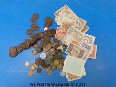 A collection of world coins,