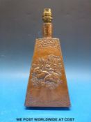 A piscatorially-carved oak platter with impressed mark verso 