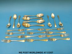 A quantity of Georgian and later hallmarked silver cutlery including six table forks,