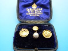 A set of gold studs in original box for Le Roy et Fils