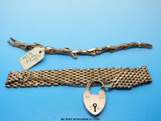 A 9ct gold bracelet together with a yellow metal watch strap marked 9ct gold (31.