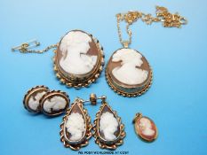 A 9ct gold brooch set with a cameo,