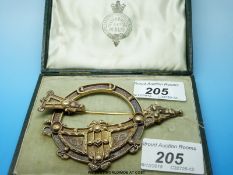 An Irish / Scottish white metal boss or sash pin and buckle,