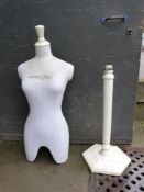 A female shop display mannequin marked Vintage Thrift (Height 120cm)