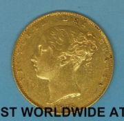 An 1847 young head gold full sovereign shield back,