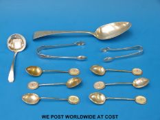 A quantity of hallmarked silver cutlery to include Georgian table spoon,