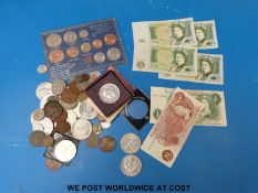 A quantity of sundry coinage, some silver content,