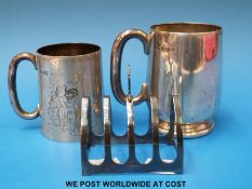 A Victorian hallmarked silver Christening cup and another silver Christening mug together with a