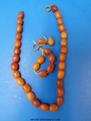 An amber necklace of 28 beads with 8 extra loose beads (38.