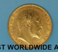 A 1909 cased Edward VII gold full sovereign