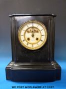 A French black marble clock with brocot escapement, marked W.