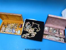 A collection of costume jewellery to include pendants, chains, diamanté necklaces,