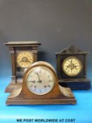 Five mantel clocks of varying styles