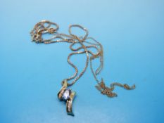 Two 9ct gold chains and a silver pendant