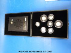 A Royal Mint cased silver piedfort collection with certificate 1269